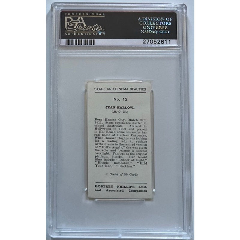 RARE 1935 Godfrey Phillips Jean Harlow PSA 6, Only One Graded! Platinum Blonde, Public Enemy, Dinner at Eight, Red Dust, Saratoga