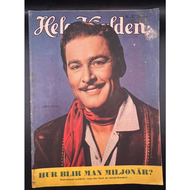 1945 Swedish Errol Flynn Magazine Robin Hood, Don Juan, Prince and the Pauper, Hollywood, Captain Blood, Sea Hawk, Montana