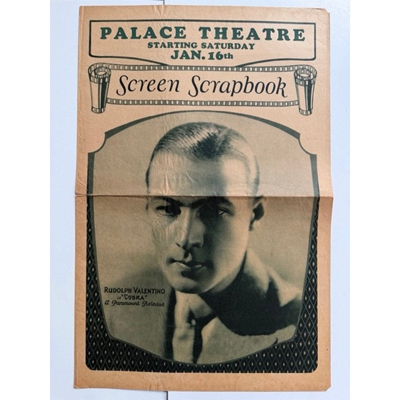 RARE 1925 Cobra Screen Scrapbook, Palace Theater, Cobra Movie Advertisement, The Sheik, Blood and Sand, Four Horsemen of the Apcalypse