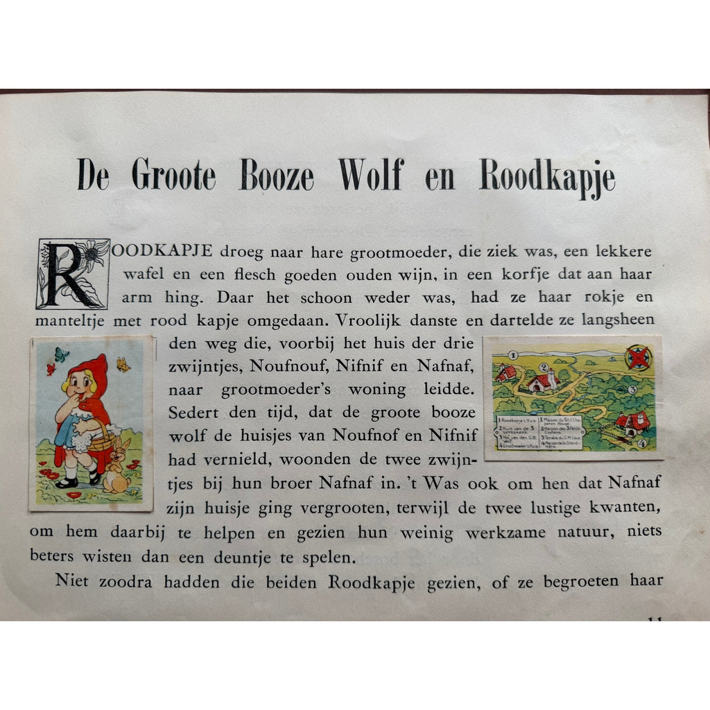 Complete 1930s De Beukelaer Disney Card Album Three Little Pigs & The Big Bad Wolf, Little Red Riding Hood, 100 Cards, Silly Symphony