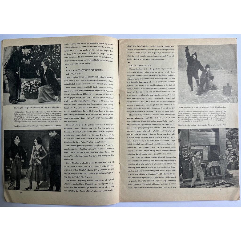 Original Rare 1936 Czech KinoRevue Charlie Chaplin Magazine Paulette Goddard City Lights Charles Chaplin Little Tramp The Kid, Gold Rush