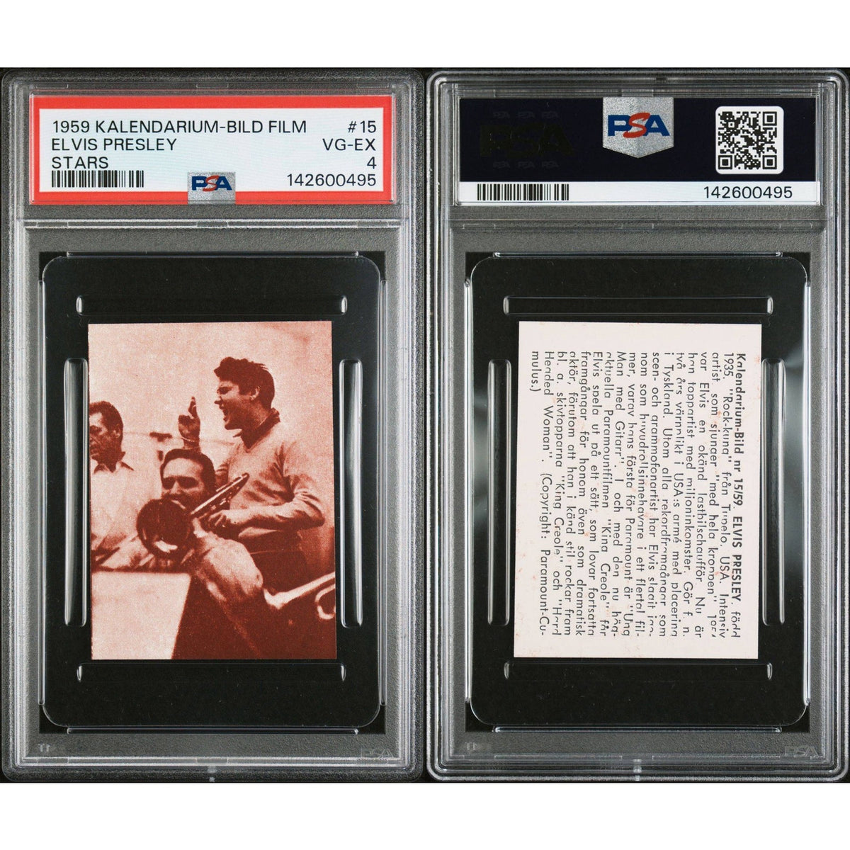 1959 Kalendarium Bild Elvis Presley PSA 4 Only 7 Graded King TCB Elvis Card, Graceland, Jailhouse Rock, King Creole, Loving You