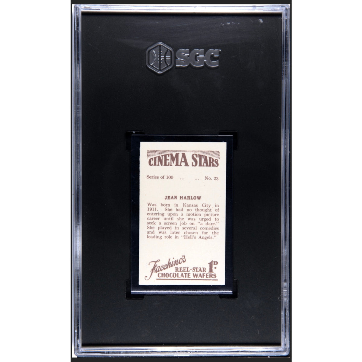 RARE 1936 Facchino's Jean Harlow Card SGC 5, Only 3 Graded, Dinner at Eight, Public Enemy, Red Dust, Saratoga, Platinum Blonde, Hollywood