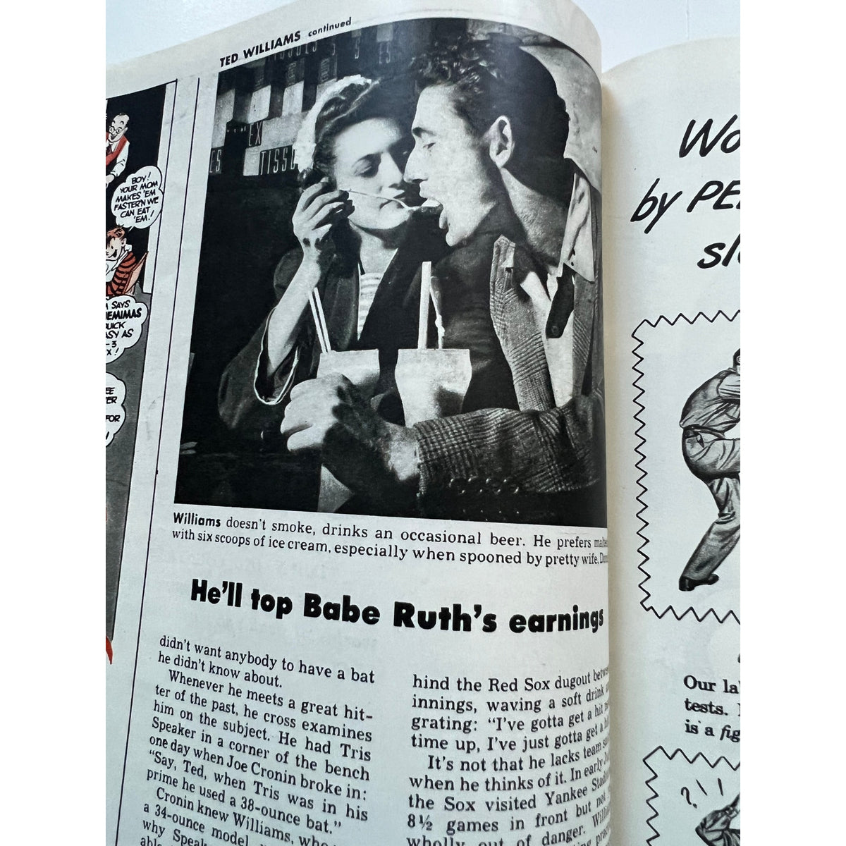 CLEAN 1946 Ted Williams Magazine Look, Teddy Ballgame, Boston Red Sox, Baseball, The Thumper, Splendid Splinter, The Kid, HOF, MLB