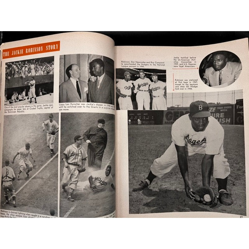 EXCELLENT 1952 Inside Baseball Stan Musial, Phil Rizzuto, Jackie Robinson Magazine, Brooklyn Dodgers, Yankees, Cardinals, Ted Williams