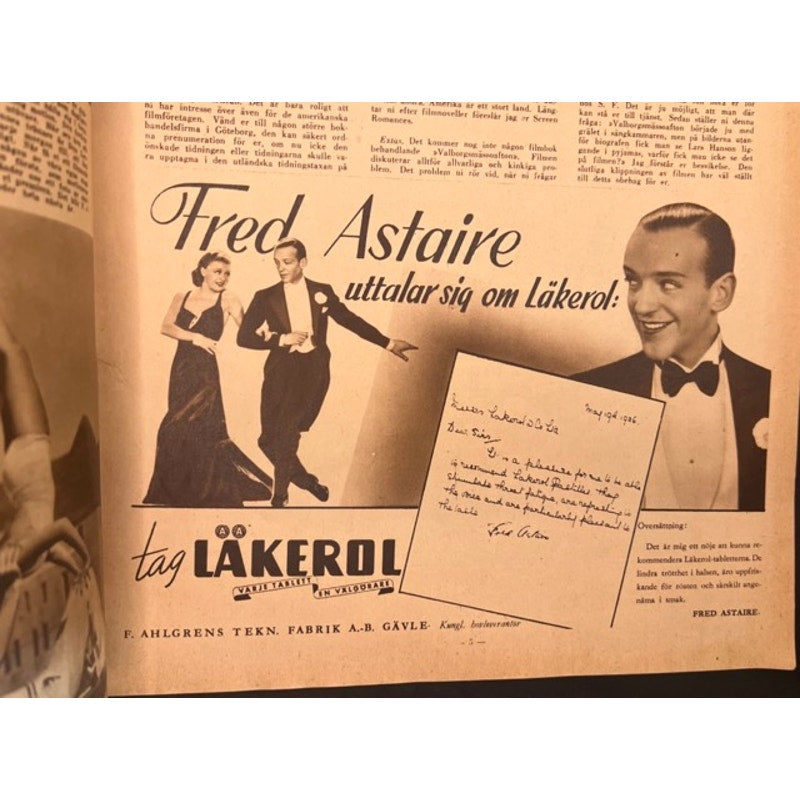 RARE 1935 Swedish Ginger Rogers Fred Astaire Magazine Hollywood Astaire Rogers