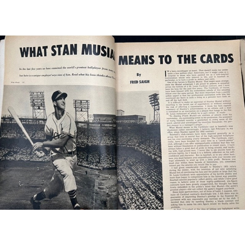 1952 Sport Stan Musial Magazine St. Louis Cardinals, Ted Williams, Larry Doby, Boston Red Sox, Cleveland Indians, Baseball, MLB