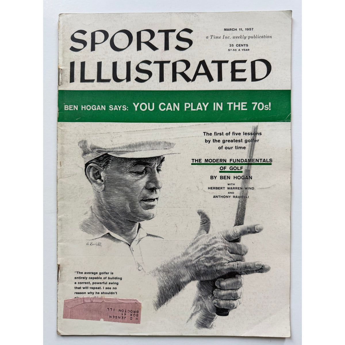 1957 Golf Sports Illustrated Ben Hogan Magazine, PGA, Baseball, MLB, Yankees