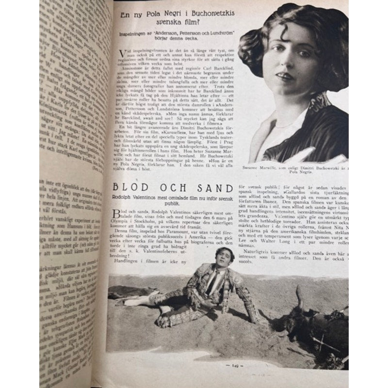 Rare 1923 Swedish Film Journalen Rudolph Valentino Magazine Gloria Swanson, Nita Naldi, Blood and Sand, The Sheik, The Eagle