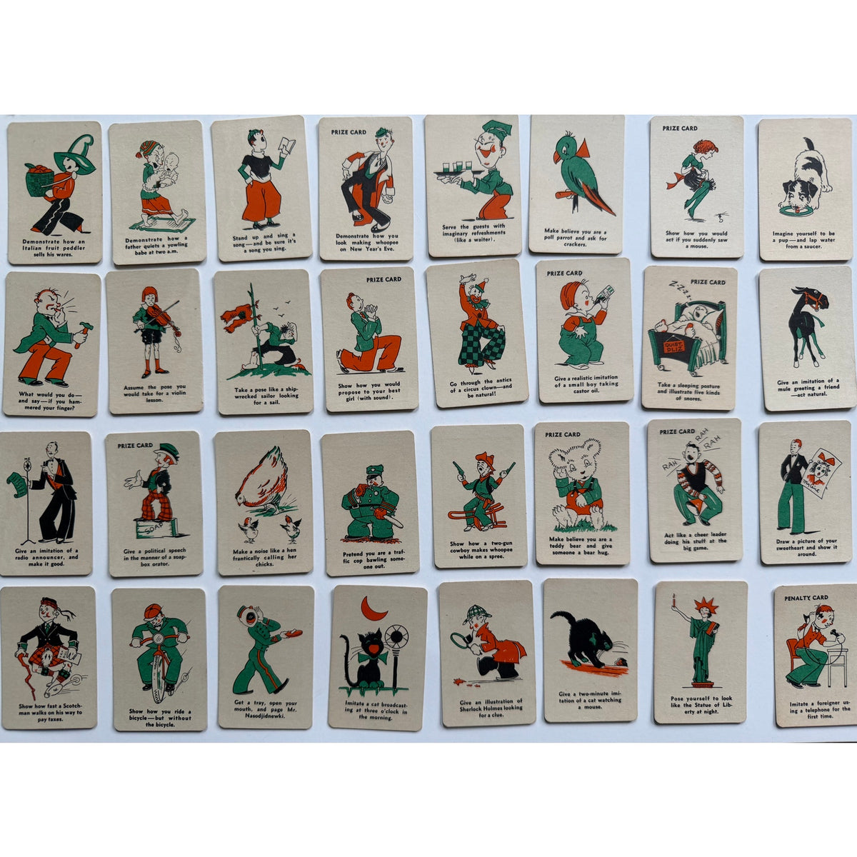 1935 Whitman Party Stunts Card Game W/ Box 65 Cards Included Statue of Liberty