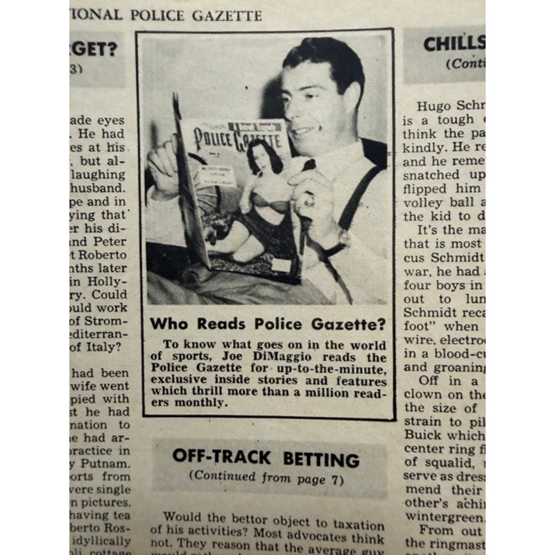 Police Gazette 1949 Stan Musial, Ted Williams, Joe DiMaggio Magazine, New York Yankees, St Louis Cardinals, Boston Red Sox, Baseball, MLB