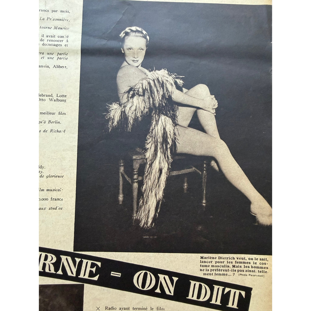 Rare French 1933 Tarzan Magazine Cine Monde, Johnny Weissmuller Ape Man Garbo, Dietrich, Jacqueline Weiss