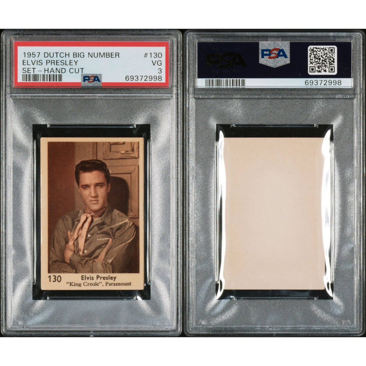 1957 Rare Dutch Big Number Elvis Presley PSA 3 Only 1 Graded King Elvis Card 130, King Creole, Graceland, TCB, The King, Jailhouse Rock