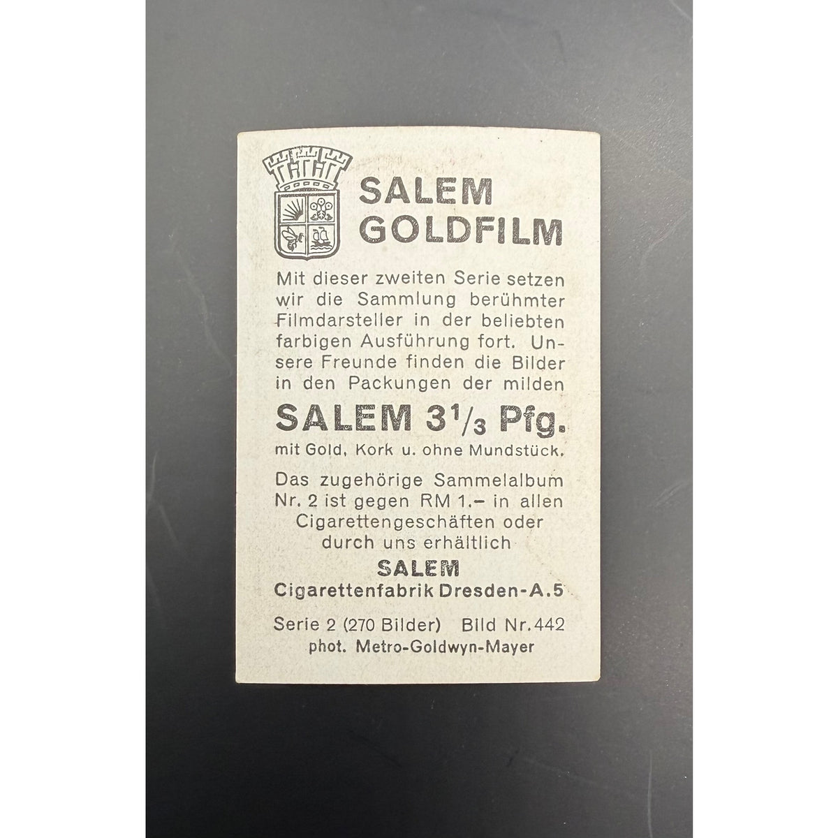 1930s Salem Goldfilm Lon Chaney Card The Unholy Three, Phantom of the Opera, Hunchback of Notre Dame, London After Midnight, Oliver Twist