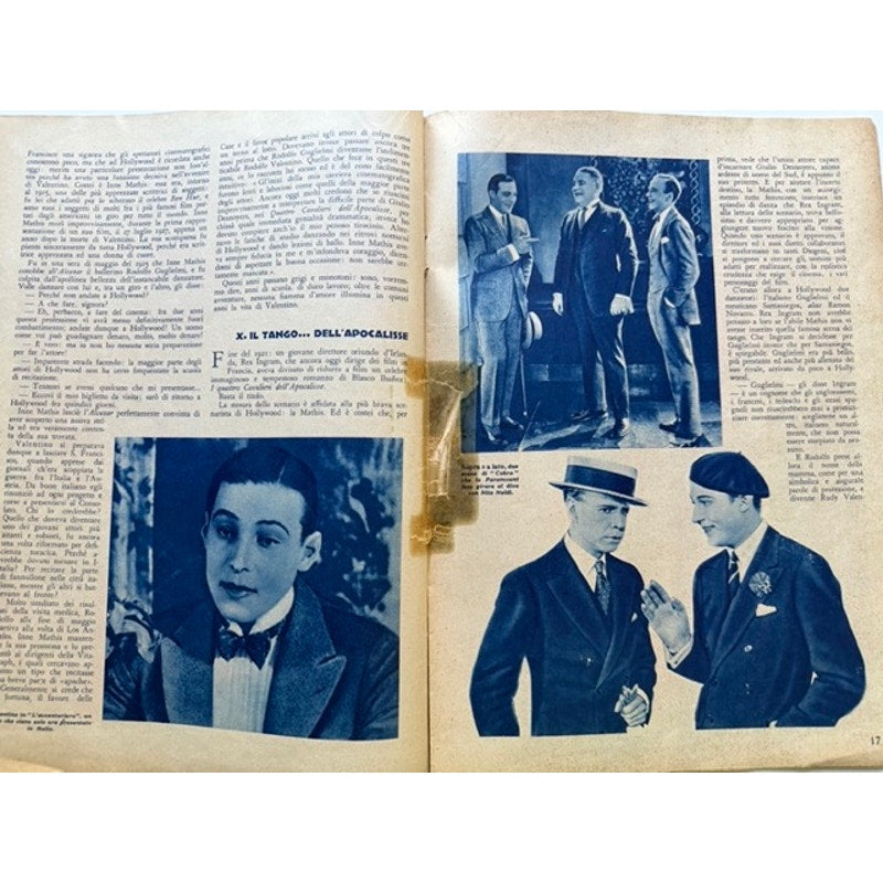 Rare 1933 Italian The Tragic Novel of His Life Rudolph Valentino Magazine Eagle, Son of the Sheik, Blood and Sand, Sainted Devil, Cobra