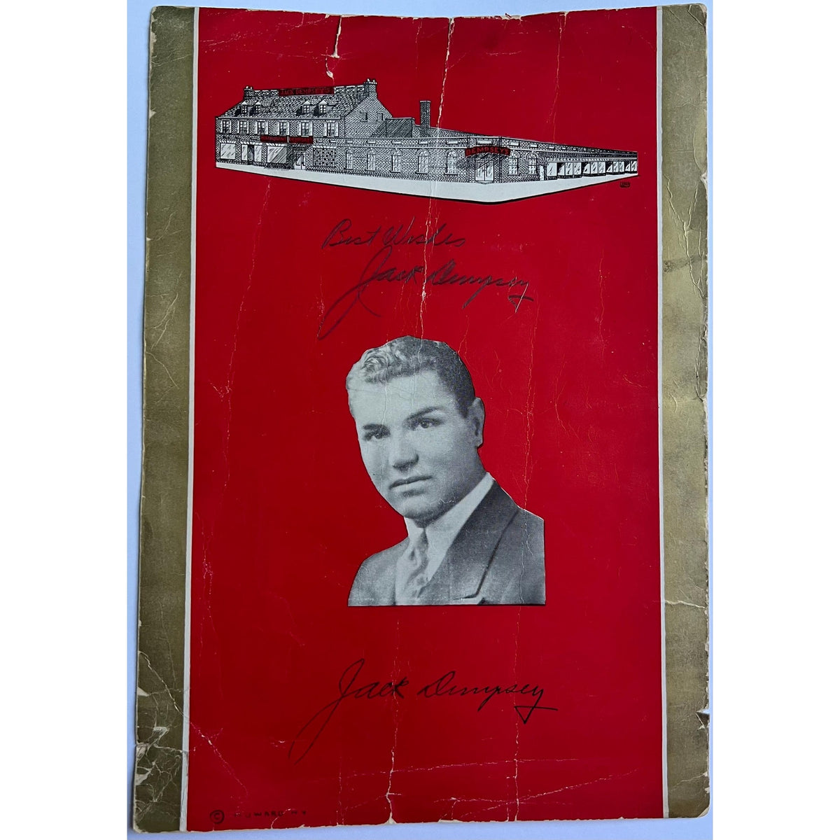 VERY RARE 1935 Jack Dempsey Autographed Dempsey Restaurant Menu 1st Year Opened Dempsey Signed Boxing Heavyweight Champ Champ Manassa Mauler