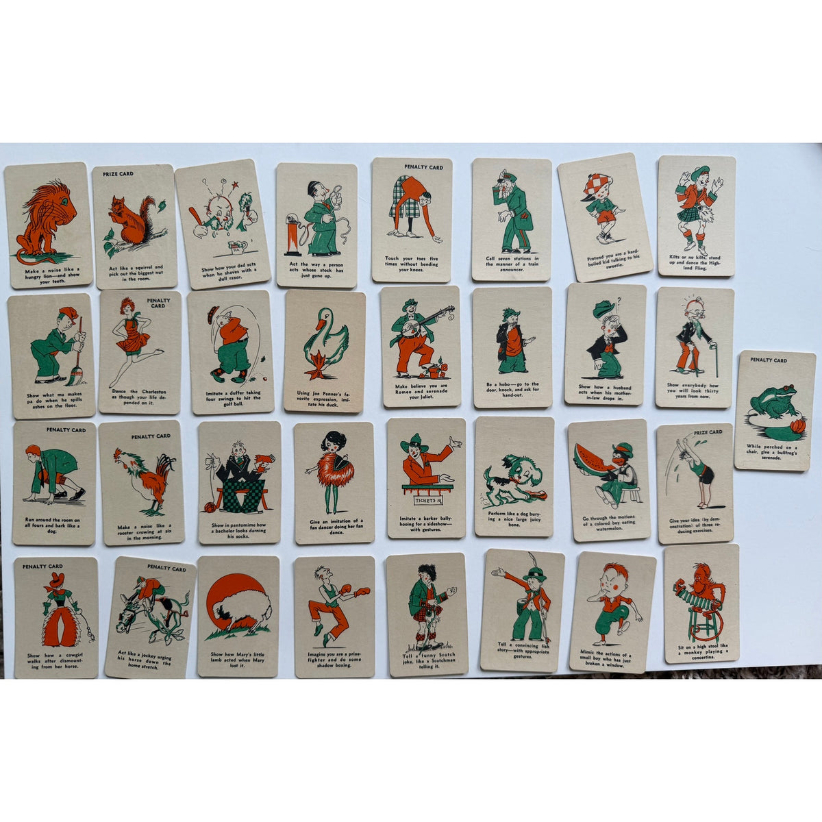 1935 Whitman Party Stunts Card Game W/ Box 65 Cards Included Statue of Liberty