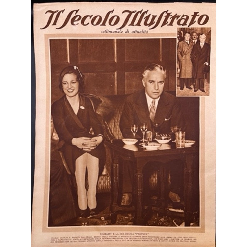 Italian 1932 Charles Lindbergh Baby Magazine Charlie Chaplin Spirt of St. Louis, Aviator, Charles Chaplin, Ann Morrow, Hollywood