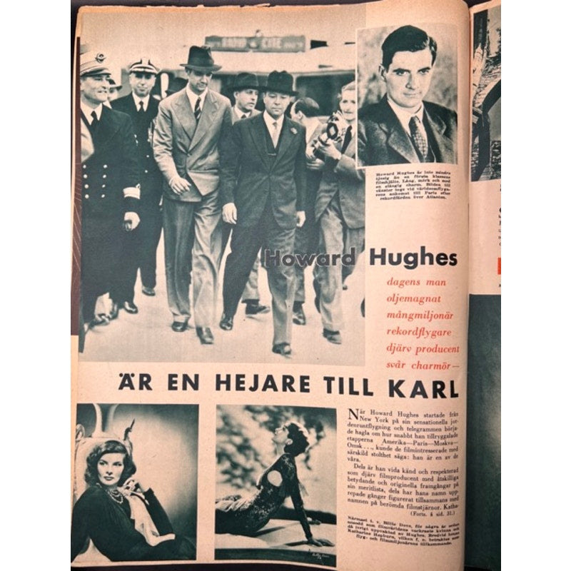 1938 Swedish Shirley Temple Magazine Film Journalen, Hollywood, Greta Garbo, Howard Hughes, Heidi, Little Princess, Curly Top