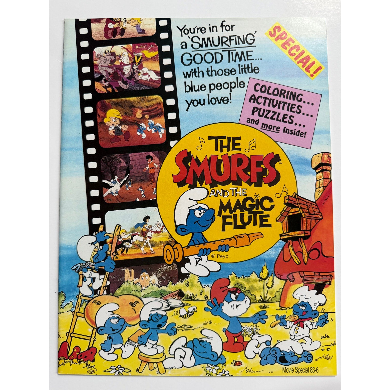 1983 The Smurf and the Magic Flute Movie Program Papa Smurf, Smurfette Animated