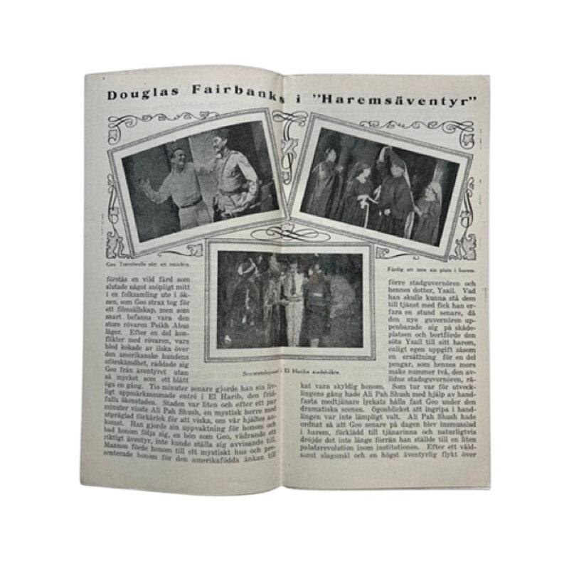 RARE Swedish 1920 Douglas Fairbanks Program from 1918 Bound in Morocco Hollywood, Thief of Bagdad, Three Musketeers, Iron Mask, Black Pirate