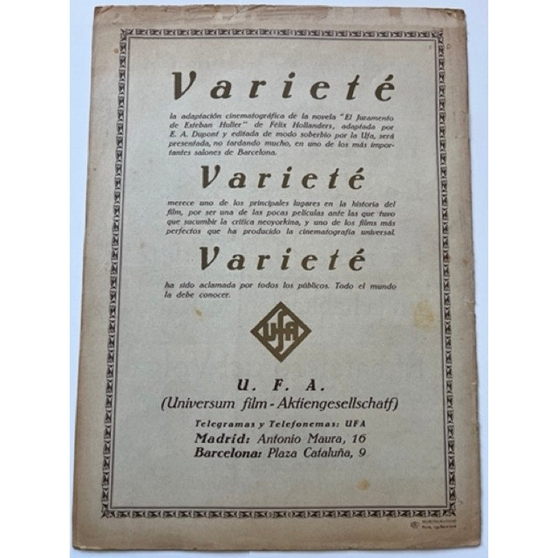 Rare Spanish 1925 Rudolph Valentino Magazine Son of the Sheik, Blood and Sand, Four Horsemen of the Apocalypse, Beyond the Rock, Cobra