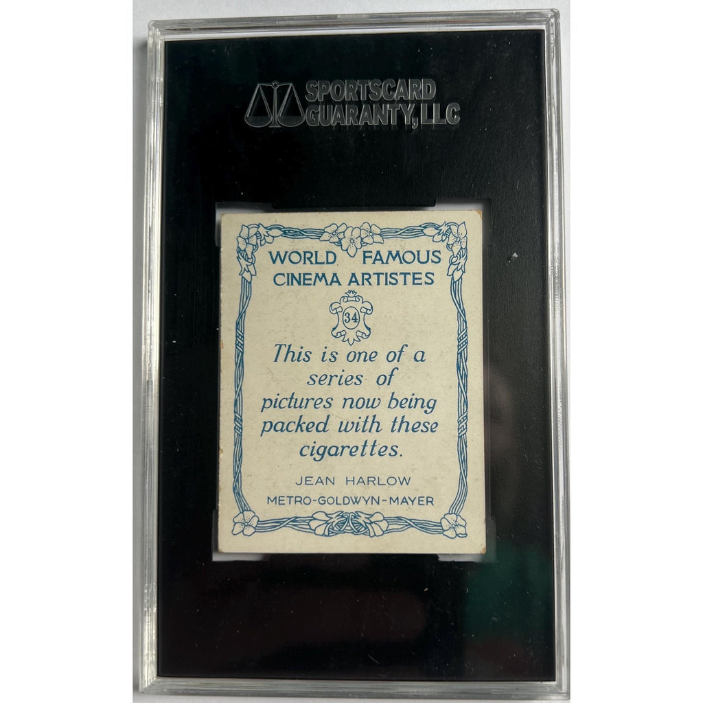 Uber Rare 1933 British American Tobacco Jean Harlow Tobacco Card SGC 5.5 Only One Graded! Platinum Blonde Reckless Vintage Hollywood