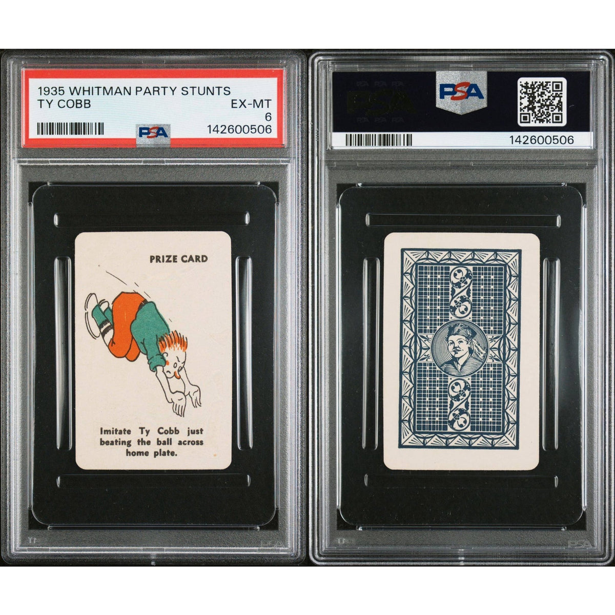 RARE, CLEAN 1935 Whitman Party Stunts Ty Cobb PSA 6 Detroit Tigers Georgia Peach, Baseball, Hall of Fame, Major League Baseball