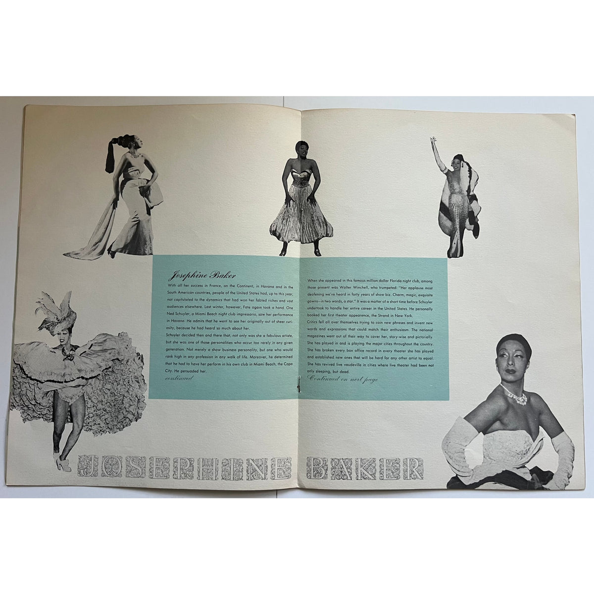 Magnificent 40s - 50s Josephine Baker Program ZouZou, Black Venus, Hollywood, Folies Bergere, Banana Dance, Siren of the Tropics, France