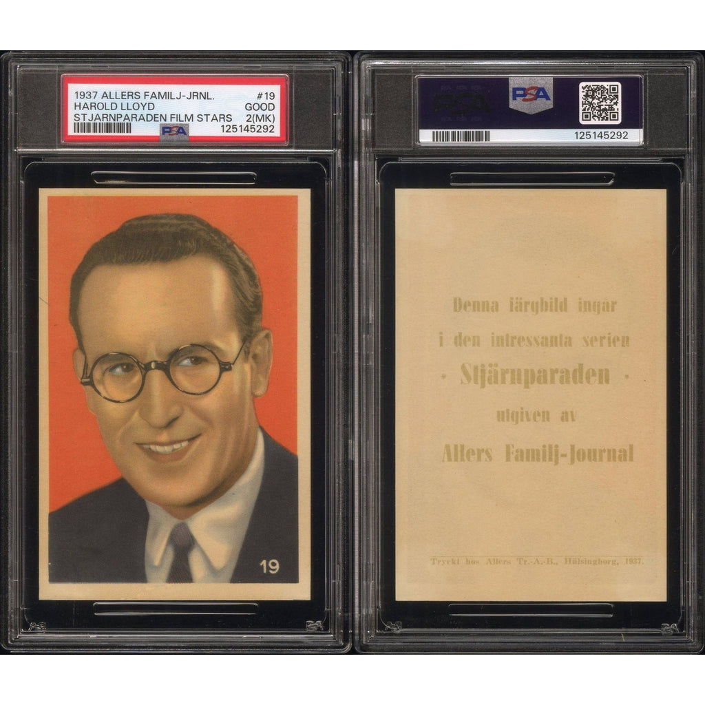 RARE 1937 Allers Harold Lloyd PSA, Only Example Graded! Safety Last, Freshman, Speedy, Girl Shy, Hollywood, Silent Film