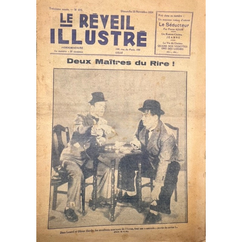 RARE 1934 French Laurel and Hardy Magazine Newspaper Stan Laurel, Oliver Hardy, Bonnie Scotland, Beau Hunks, Swiss Miss, Sons of the Desert