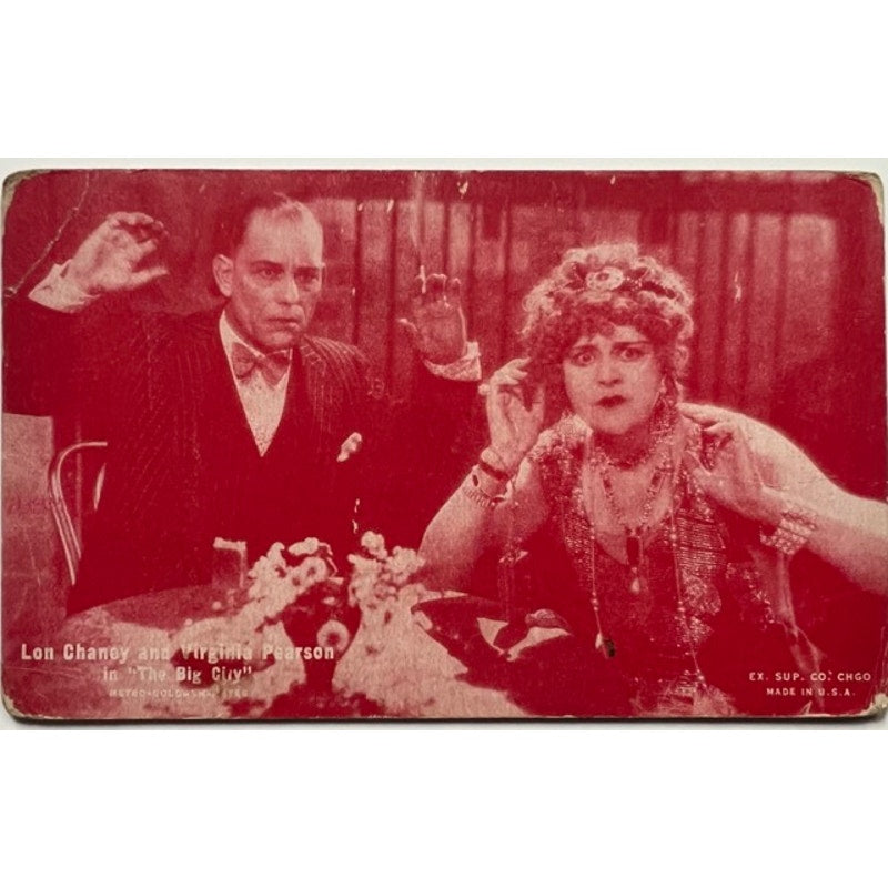 1928 Lon Chaney Exhibit Card Tinted Post Card The Big City, Phantom of the Opera, Hunchback of Notre Dame, London after Midnight