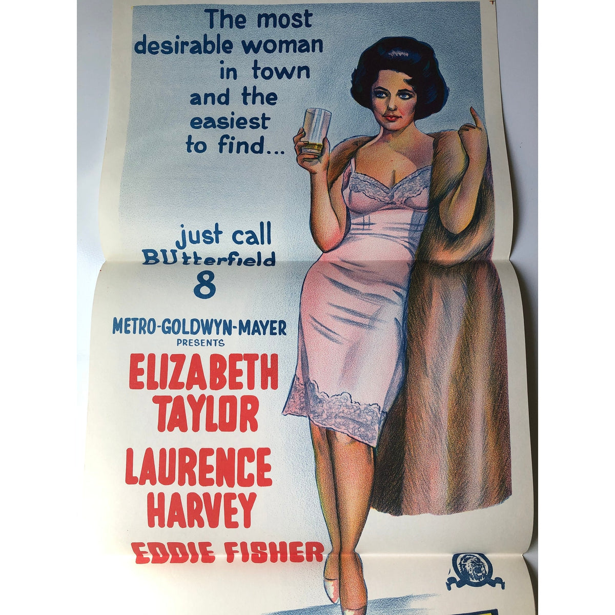 Original Butterfield 8 Movie Poster Daybill, Elizabeth Taylor, Eddie Fisher, Laurence Harvey, Australian Folded, Cat on a Hot Tin Roof