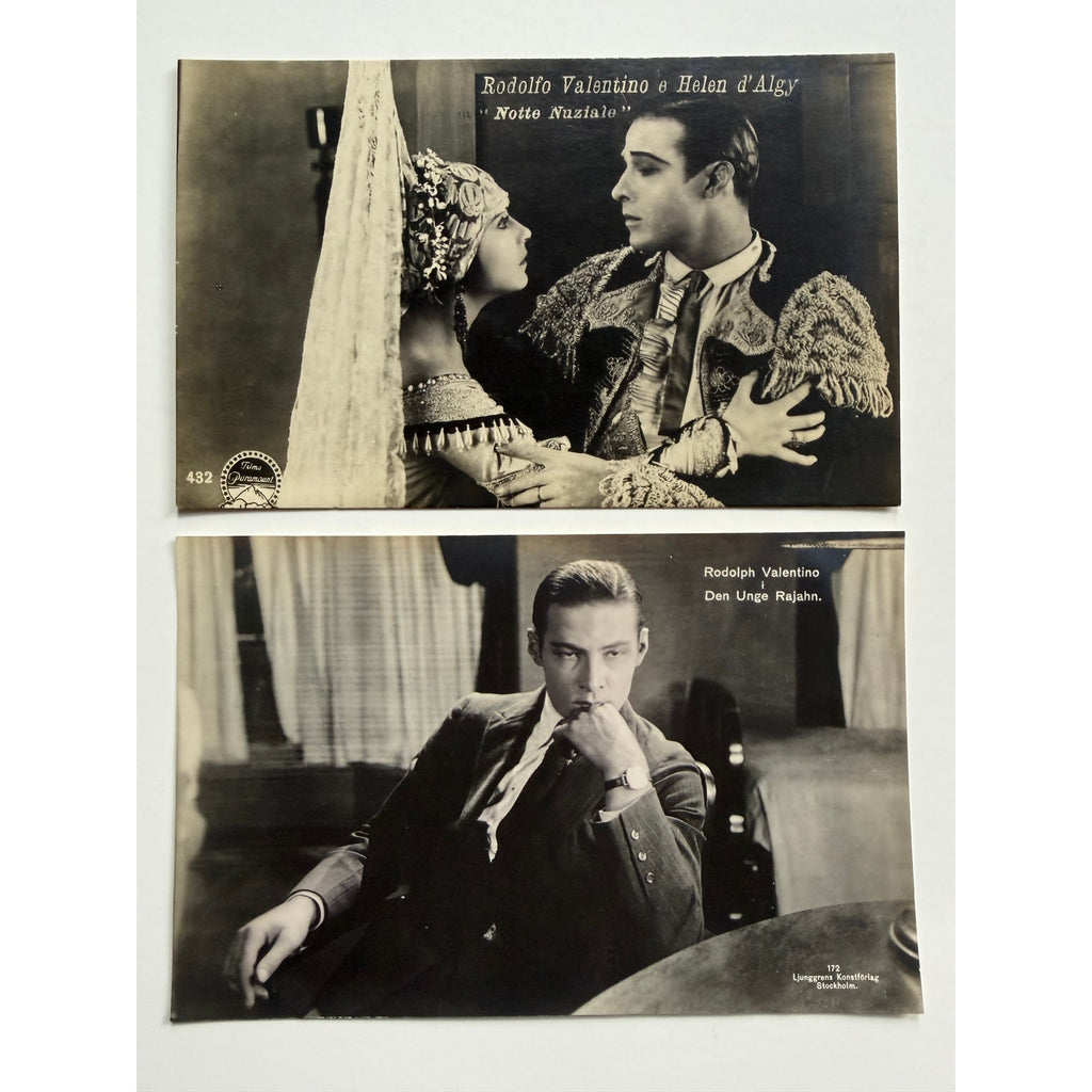 Scarce 1920s Rudolph Valentino Postcards, Young Rajah, Sainted Devil, Hollywood, The Sheik, Blood and Sand, Four Horsemen of the Apocalypse