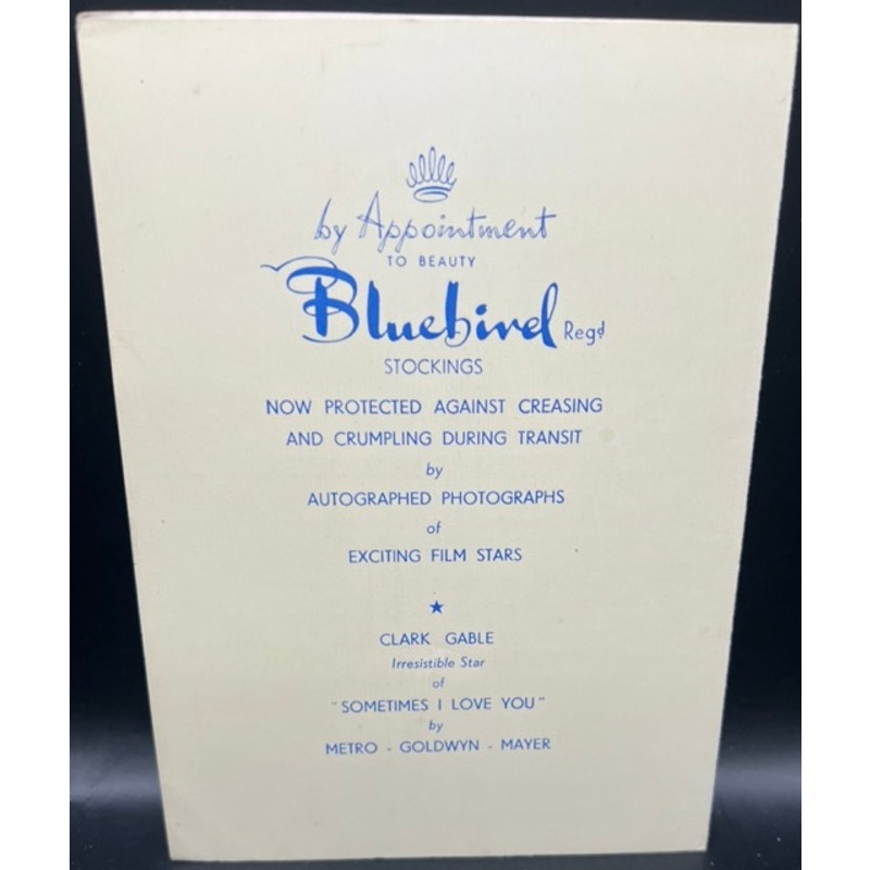 RARE 1938 UK Bluebird Stockings Advertisement Clark Gable, Sometimes I Love You, Gone with the Wind, Misfits, Rhett Butler