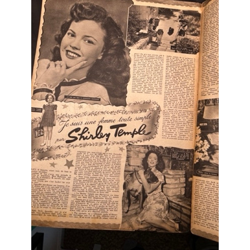 RARE French 1947 Shirley Temple, Laurel and Hardy Magazine Cine Revue, Hollywood