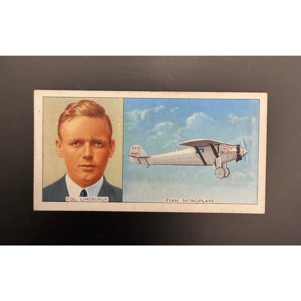 1936 Carreras Charles Lindbergh Tobacco Card Spirit of St. Louis Famous Airmen and Airwomen