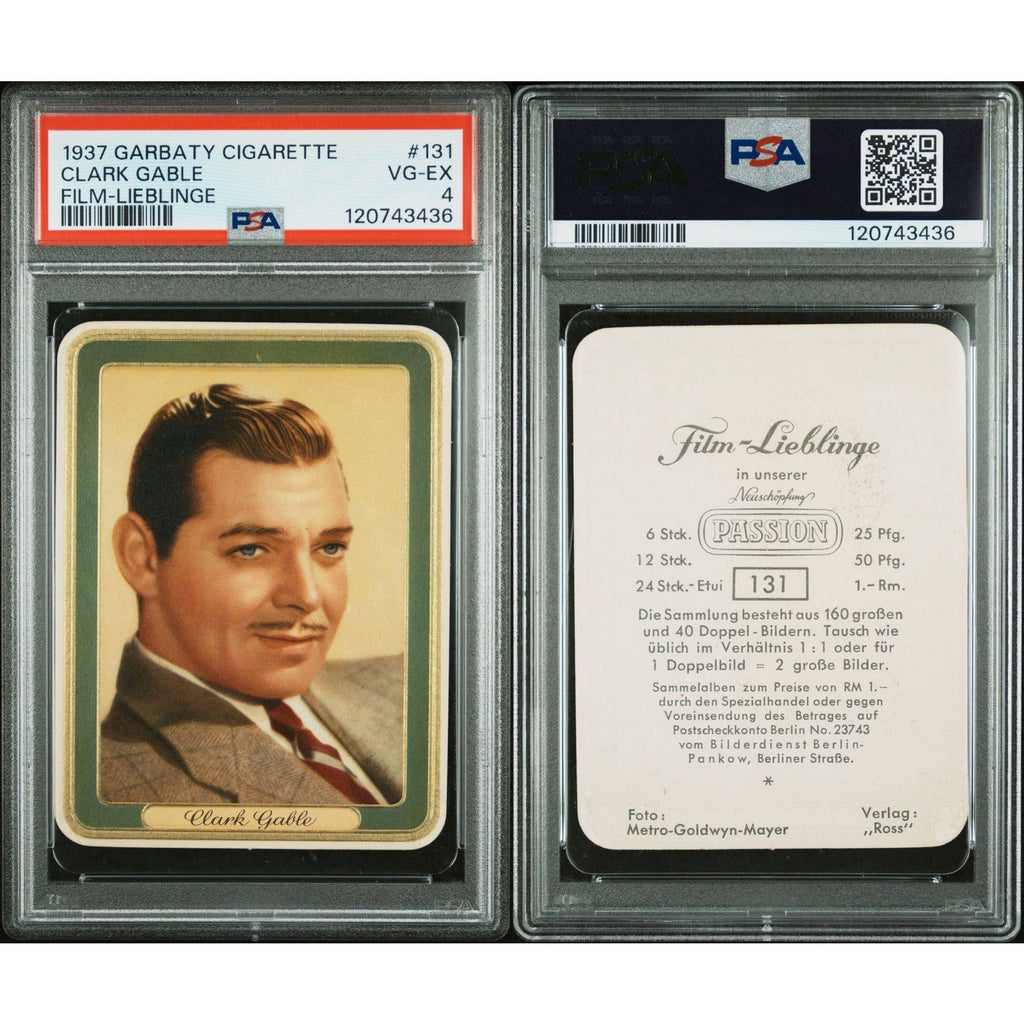 1937 Garbaty Clark Gable PSA 4 Film Lieblinge Card #131 Gone With the Wind, Misfits, Saratoga, Hollywood, It Happened One Night
