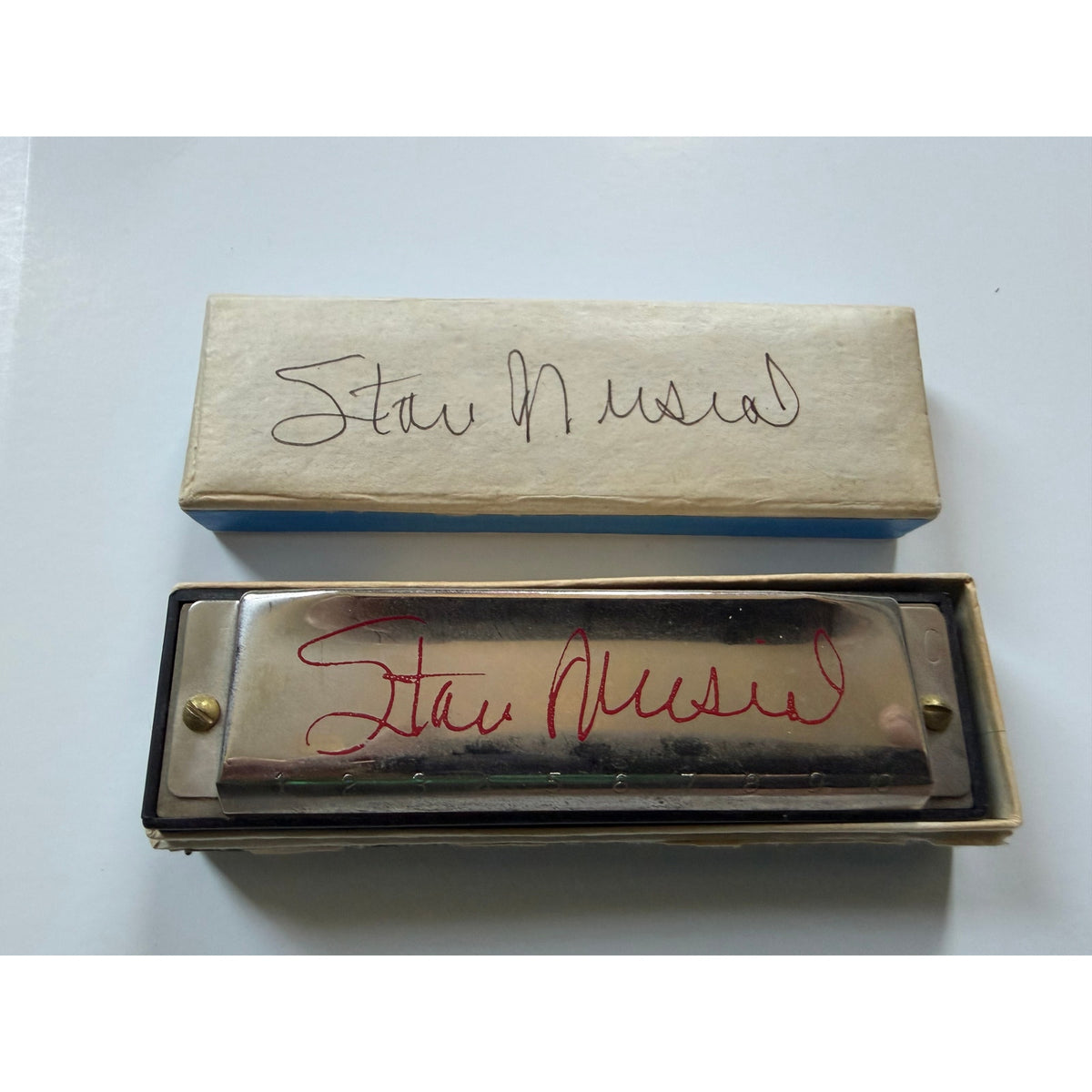 Stan Musial Autographed Harmonica Box Stan the Man St. Louis Cardinals, HOF, MLB, Stan Musial Signed, World Series Champion