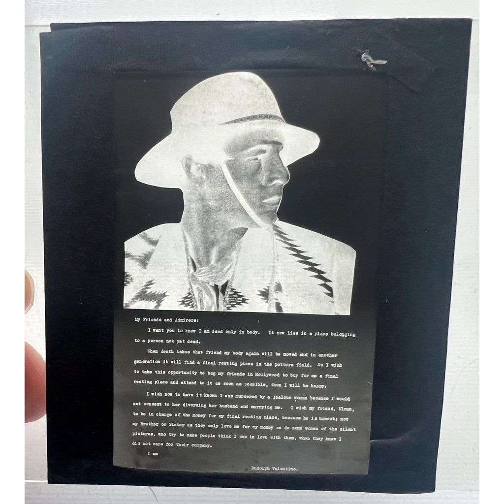 Uber Rare 1926 Rudolph Valentino Glass Slide, Silent Movie, Latin Lover, Sheik, Hollywood, Vintage Hollywood, Sainted Devil, Hollywoodland