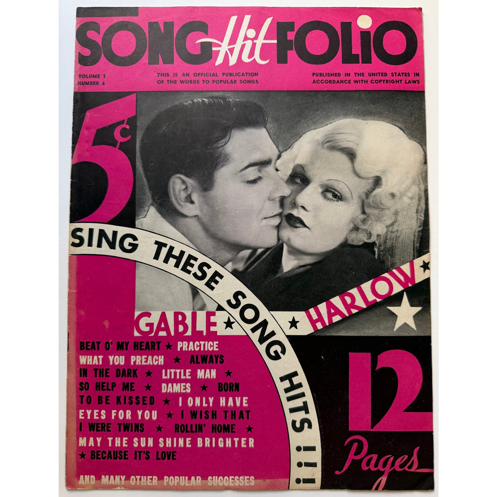 1934 Clark Gable Jean Harlow Magazine Hold Your Man, Red Dust Saratoga Hollywood, Gone with the Wind, Dinner at Eight, Riff Raff