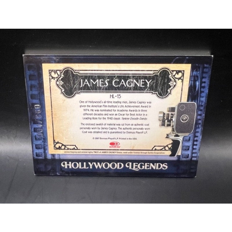2007 Donruss Americana James Cagney Swatch Relic 93/100 Yankee Doodle Dandy, GMen, Roaring 20s, Public Enemy, White Heat, Hollywood