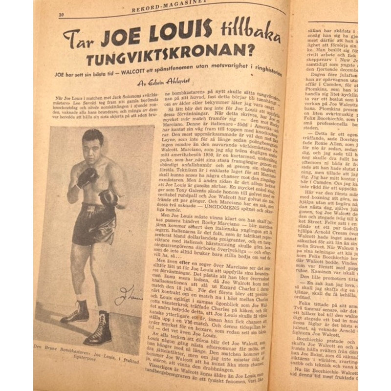 1951 Rekord Journal Joe Wolcott, Ezzard Charles, Joe Louis Magazine Boxing World Champion Heavyweight Champ