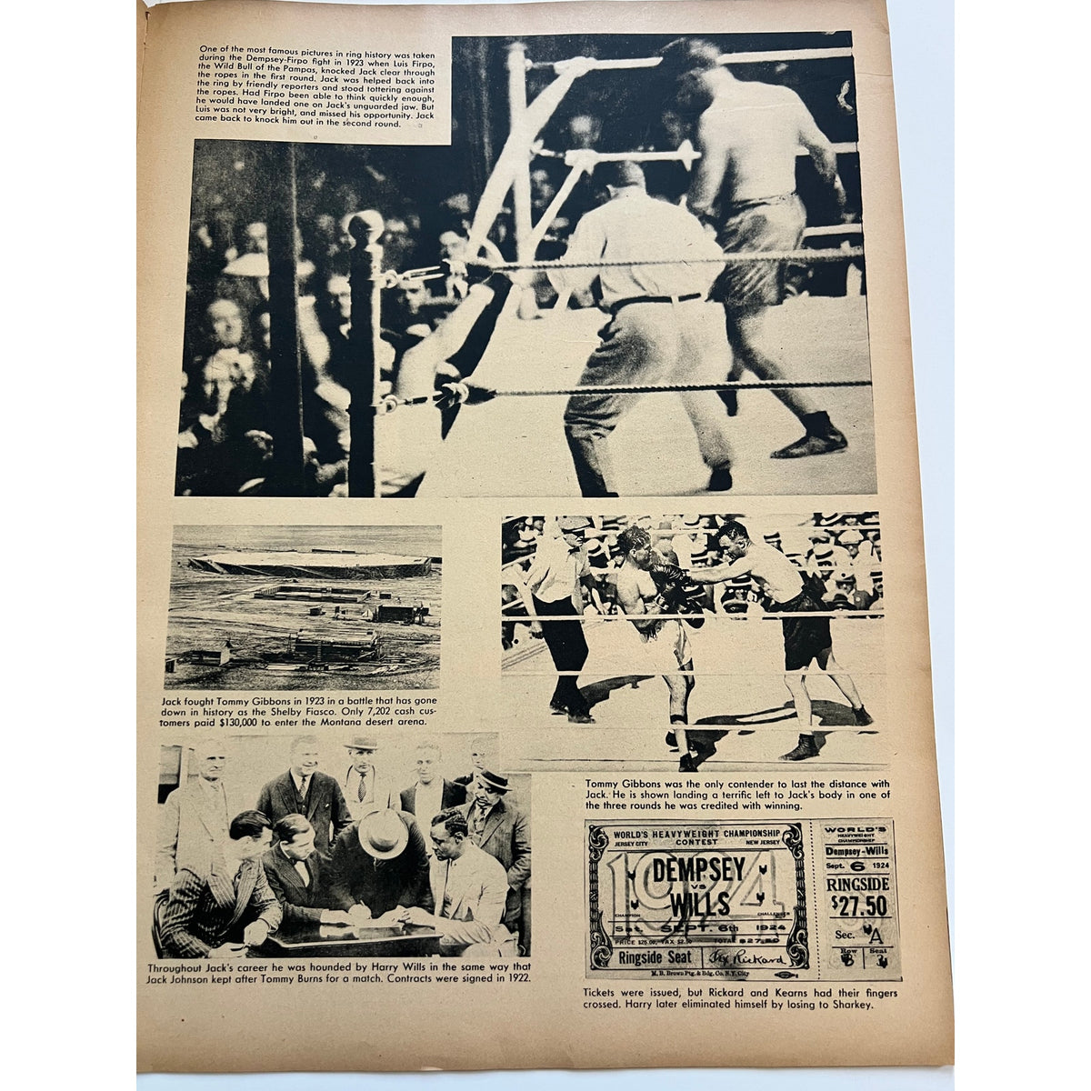 RARE 1937 Pic Jack Dempsey Magazine Manassa Mauler Champ Hollywood Sport Boxing, New York Yankees, Joe DiMaggio