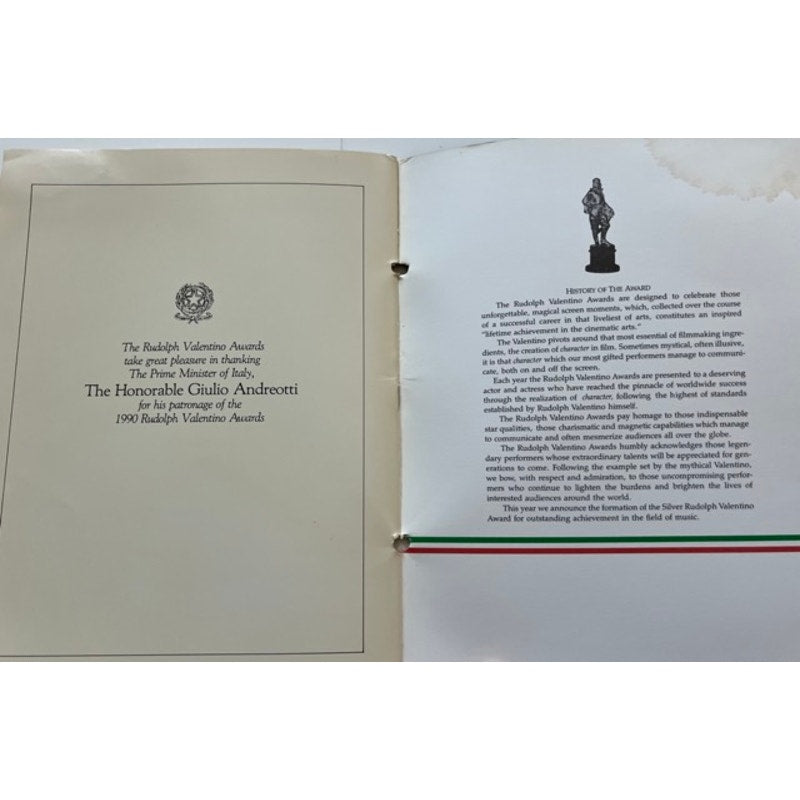 Rare 1990 Rudolph Valentino Award Program Hollywood, Sheik, Blood and Sand, Four Horseman of the Apocalypse, The Eagle, Cobra