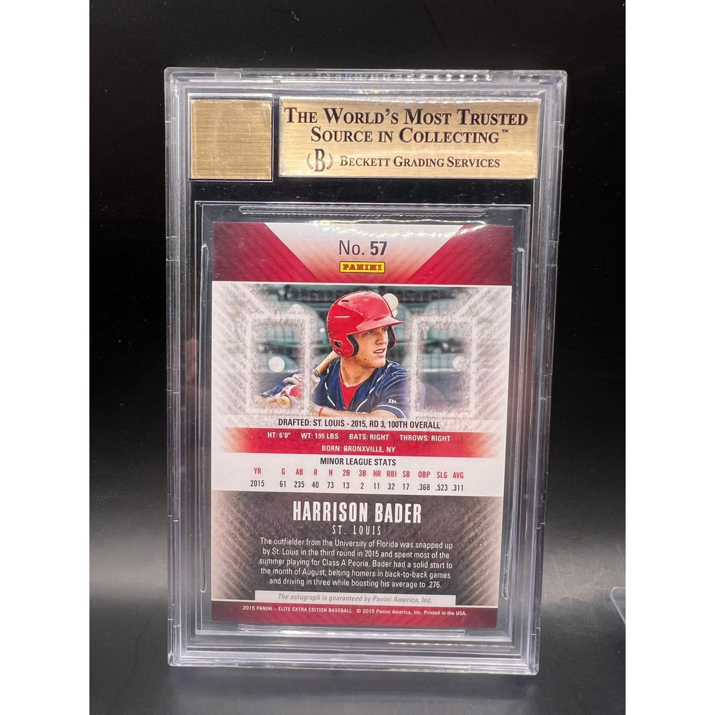 2015 Elite Extra Edition Harrison Bader Auto Beckett 9.5/10 St. Louis Cardinals, San Fransisco Giants, MLB, Baseball Card