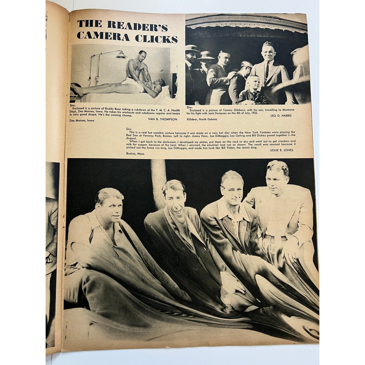 RARE 1937 Pic Jack Dempsey Magazine Manassa Mauler Champ Hollywood Sport Boxing, New York Yankees, Joe DiMaggio