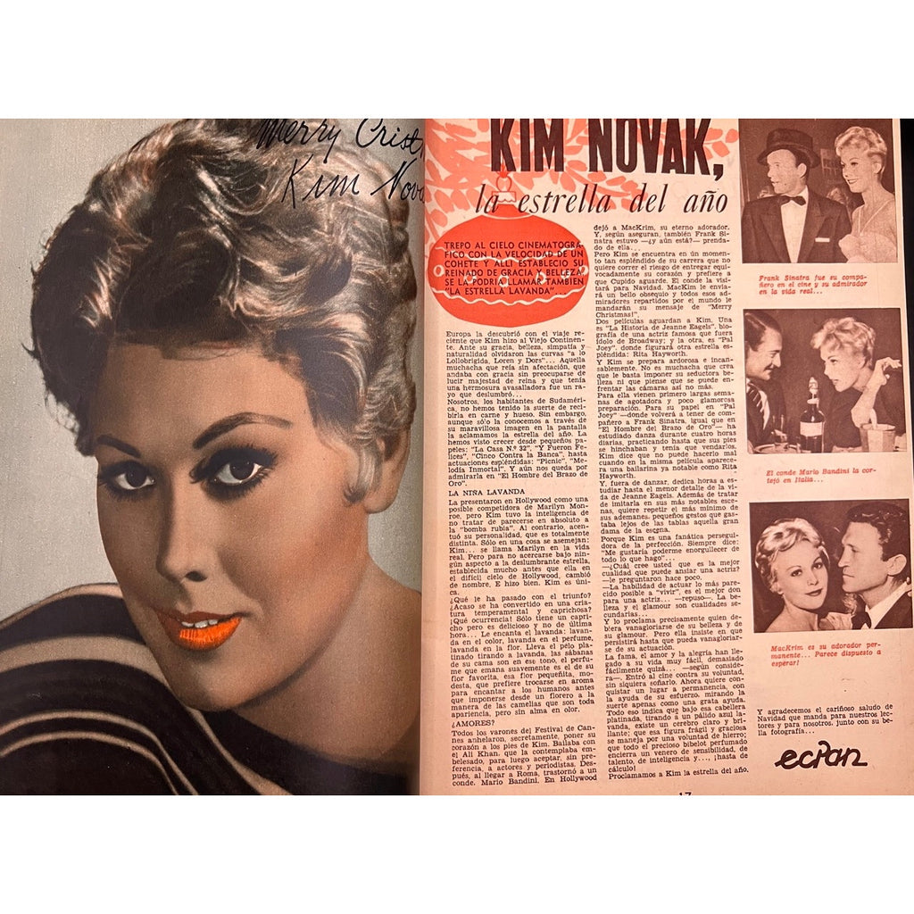 Rare 1957 Chile Ecran Marilyn Monroe Magazine Christmas Edition Gregory Peck