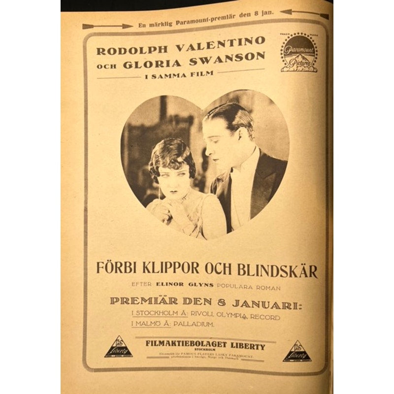 Rare 1923 Swedish Film Journalen Rudolph Valentino Magazine Gloria Swanson, Douglas Fairbanks, Wallace Reid, The Sheik, Beyond the Rocks