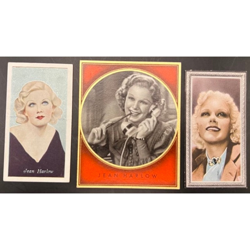 3 RARE 1930s Jean Harlow Tobacco Cards Cigarette Cards Hollywood Platinum Blonde, Dinner at Eight, Public Enemy, Riff Raff, Red Dust, Saratoga